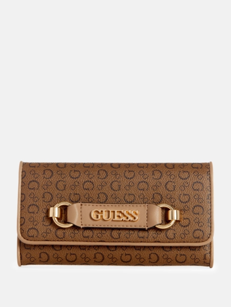 Стильный женский кошелек Guess на кнопке 1159798945 (Коричневый, One size)