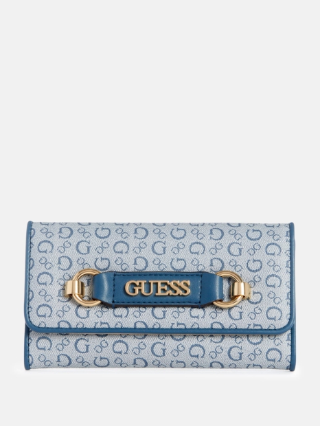 Стильный женский кошелек Guess на кнопке 1159798946 (Синий, One size)