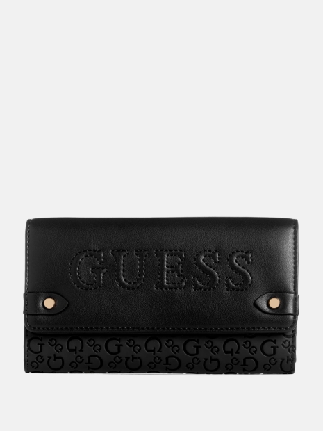 Стильный женский кошелек Guess на кнопке 1159810706 (Черный, One size)