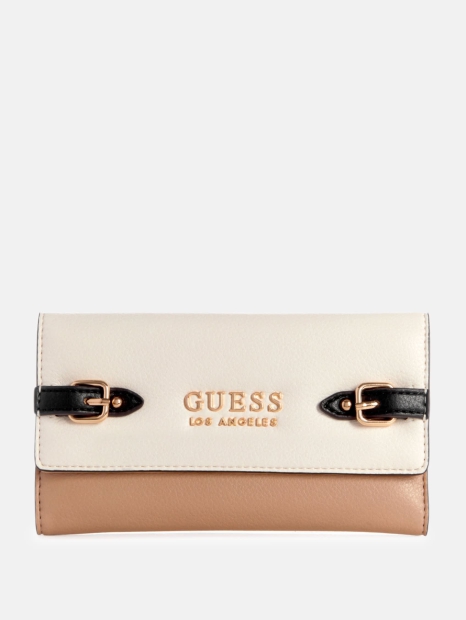 Стильный женский кошелек Guess на кнопке 1159812211 (Бежевый, One size)