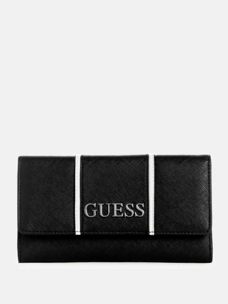 Стильный женский кошелек Guess на кнопке 1159817025 (Черный One size)