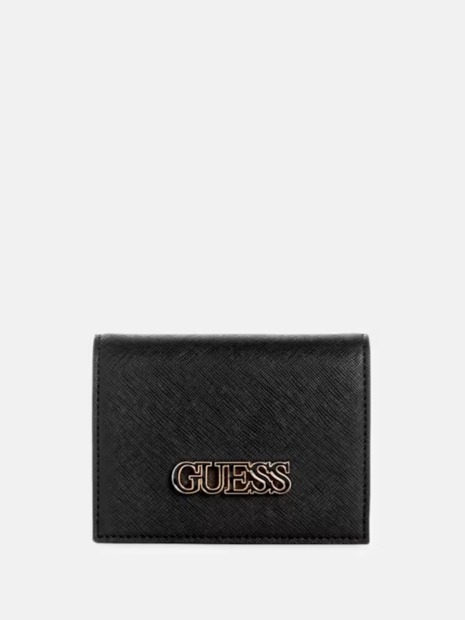 Стильный женский кошелек Guess на кнопке с логотипом 1159820392 (Черный One size)