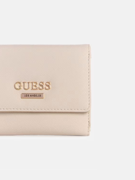 Стильный женский кошелек Guess на кнопке с логотипом 1159832709 (Молочный One size)