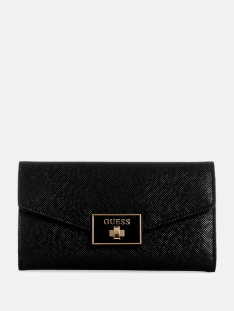Стильный женский кошелек Guess на кнопке 1159836626 (Черный One size)
