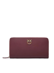 Стильний шкіряний жіночий гаманець Pinko на блискавці 1159809493 (Бордовий, One size)