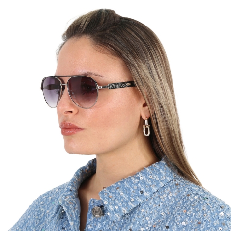 Дымчатые женские солнцезащитные очки-пилоты Guess с градиентом 1159810189 (Черный, One size)