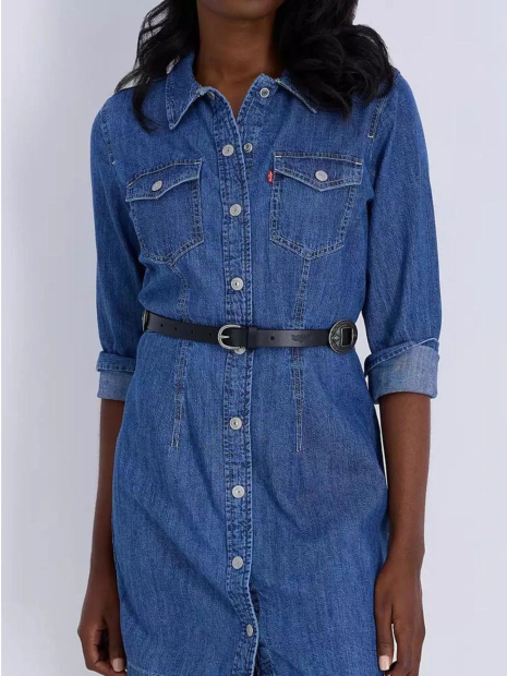 Стильный кожаный женский ремень Levi's 1159832781 (Черный M)