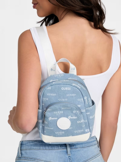 Мини-рюкзак из денима GUESS 1159833254 (Голубой One Size)