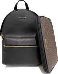 Стильный женский кожаный рюкзак Michael Kors с сумкой для планшета 1159787286 (Черный/Коричневый, One size)
