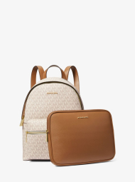 Стильный женский кожаный рюкзак Michael Kors с сумкой для планшета 1159787290 (Белый/Коричневый, One size)