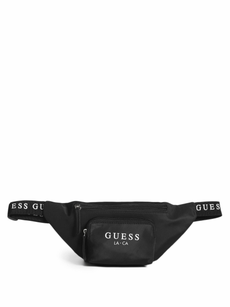 Жіноча поясна сумка Guess бананка з логотипом 1159796054 (Чорний, One size)