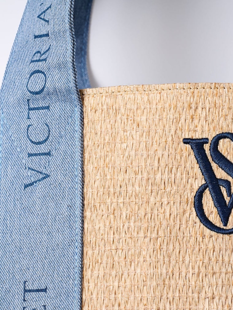 Солом'яна сумка-шоппер Victoria's Secret на кнопці 1159809378 (Коричневий, One size)