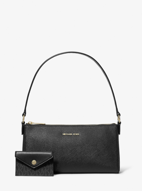 Женская сумка на плечо Michael Kors из натуральной кожи с картхолдером 1159833623 (Черный One size)