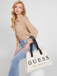 Женская сумка шопер GUESS с логотипом 1159791968 (Бежевый, One size)