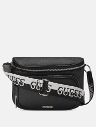 Женская поясная сумка Guess бананка с логотипом 1159801337 (Черный, One Size)