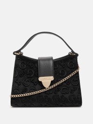 Жіноча оксамитова сумочка Guess на ланцюжку 1159802476 (Чорний, One size)