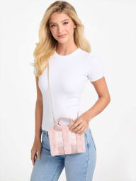 Женская сумочка через плечо Guess с экомехом 1159833632 (Розовый One size)
