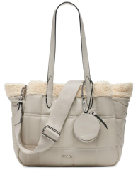 Стеганая сумка Calvin Klein с отделкой из шерпы 1159834889 (Серый One size)