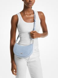 Женская текстильная сумка кроссбоди Michael Kors на молнии 1159838057 (Голубой One size)