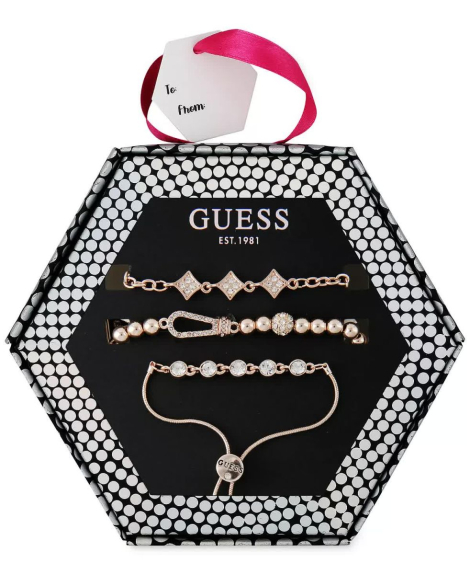 Набор браслетов GUESS с кристаллами и бусинами 1159771237 (Золотистый, One size)