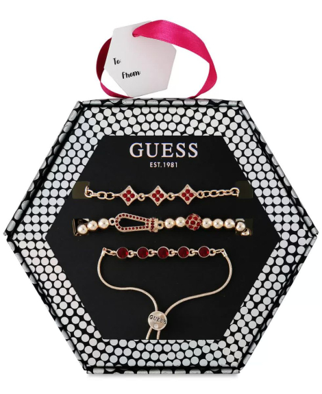 Набор браслетов GUESS с кристаллами и бусинами 1159771248 (Золотистый, One size)