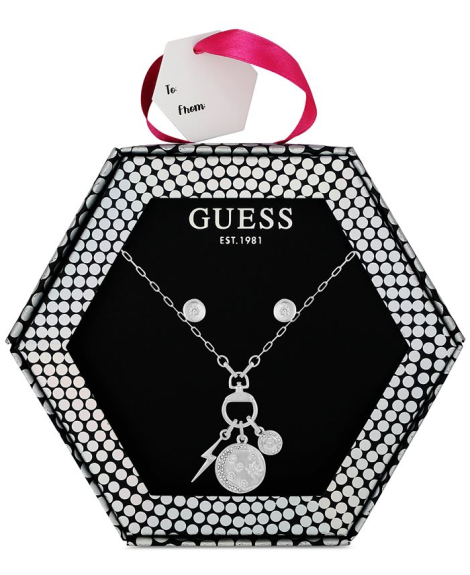 Набор украшений GUESS колье с подвесками и серьги 1159780758 (Серебристый, One size)