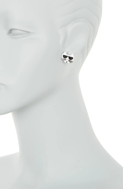 Серьги-гвоздики Karl Lagerfeld Paris сережки в виде котиков 1159780762 (Белый, One size)