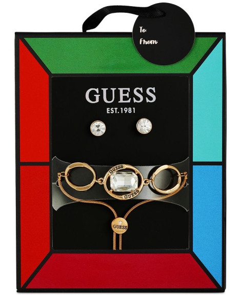 Набор украшений GUESS браслет и серьги-гвоздики 1159793652 (Золотистый, One size)