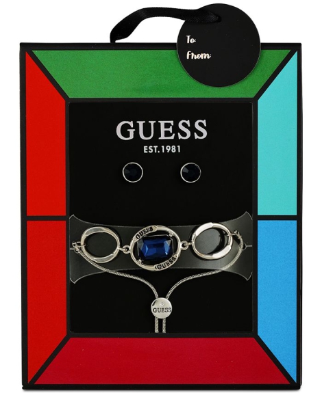 Набор украшений GUESS браслет и серьги-гвоздики 1159793653 (Серебристый, One size)