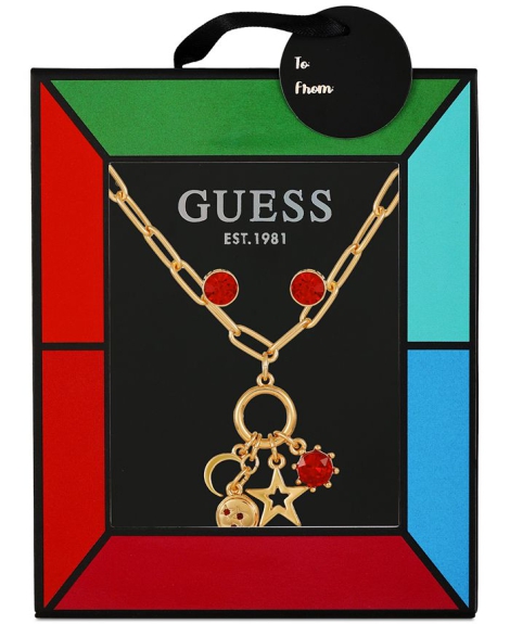 Набор украшений GUESS колье с подвесками и серьги-гвоздики 1159794290 (Золотистый, One size)