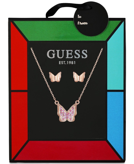 Набор украшений GUESS колье с подвеской и серьги-гвоздики 1159794881 (Розовый, One size)