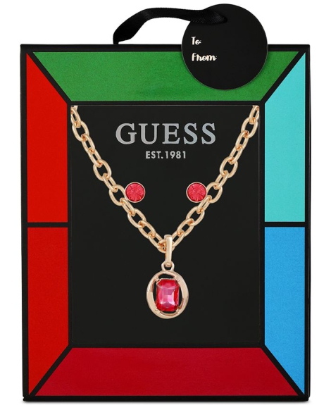 Набор украшений GUESS колье и серьги-гвоздики 1159794888 (Розовый, One size)