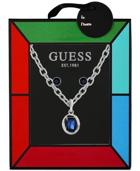 Набор украшений GUESS колье и серьги-гвоздики 1159794892 (Серебристый, One size)