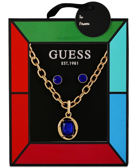 Набор украшений GUESS колье и серьги-гвоздики 1159794904 (Золотистый, One size)