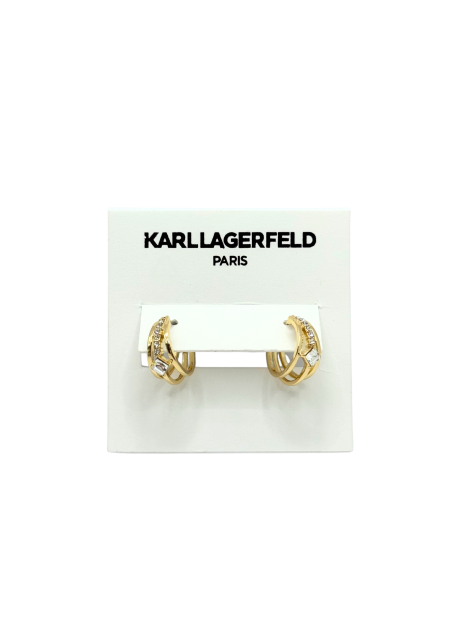 Маленькие серьги-кольца Karl Lagerfeld с кристаллами 1159795644 (Золотистый, One size)