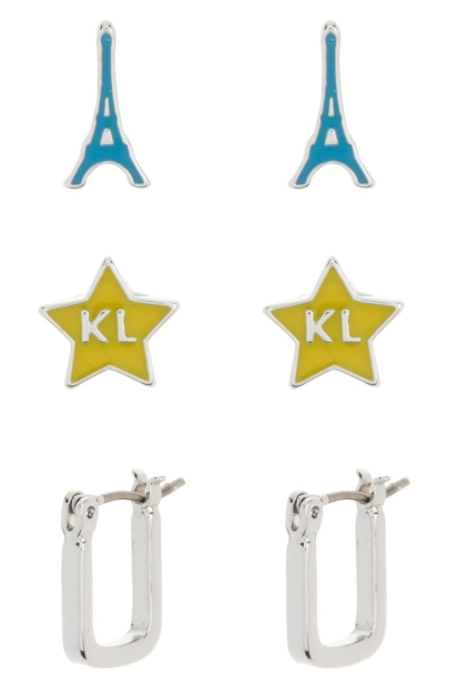 Набір стильних сережок Karl Lagerfeld 3 пари 1159807841 (Сріблястий, One size)