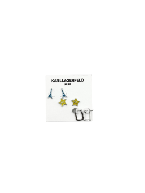 Набор стильных сережек Karl Lagerfeld 3 пары 1159807841 (Серебристый, One size)