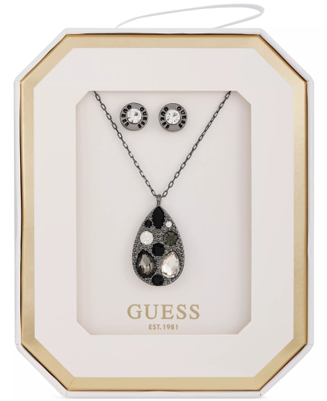 Комплект украшений GUESS колье и серьги-гвоздики 1159820802 (Черный One size)