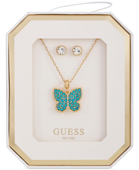 Набор украшений GUESS колье и серьги-гвоздики 1159821318 (Голубой One size)