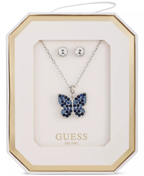 Набор украшений GUESS колье и серьги-гвоздики 1159821831 (Серебристый One size)