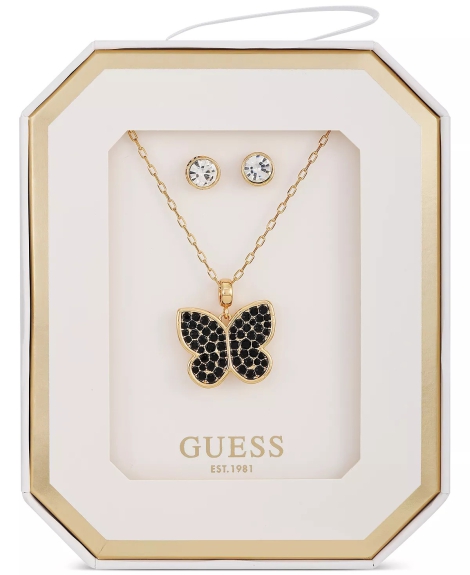 Набор украшений GUESS колье и серьги-гвоздики 1159821833 (Черный One size)