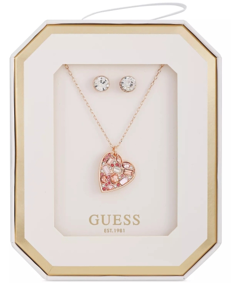 Набор украшений GUESS колье и серьги-гвоздики 1159821838 (Розовый One size)