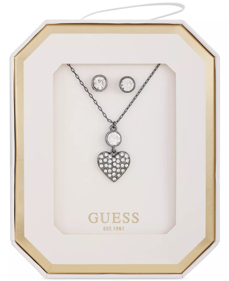 Набор украшений GUESS колье и серьги-гвоздики 1159821839 (Серебристый One size)