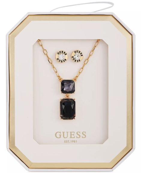 Набор украшений GUESS колье и серьги-гвоздики 1159821842 (Черный One size)