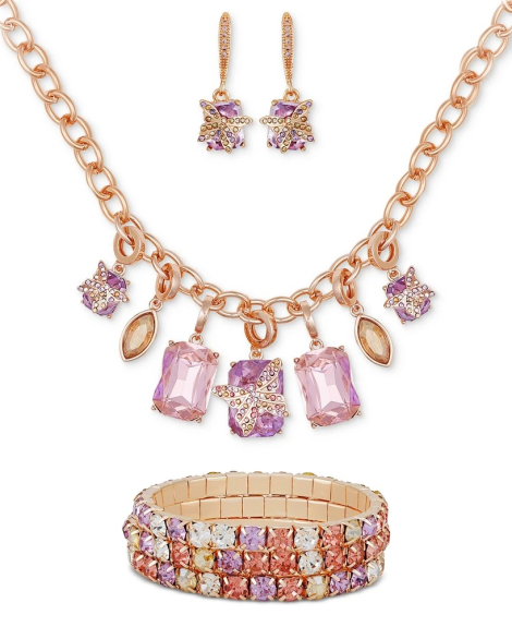 Набор украшений GUESS колье, серьги и три браслета 1159836271 (Розовый One size)
