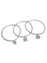 Набор эластичных браслетов GUESS с подвесками 1159787870 (Серебристый, One size)