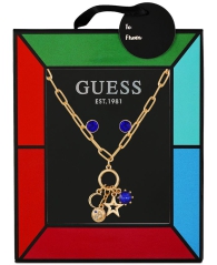 Набор украшений GUESS ожерелье с подвесками и серьги-гвоздики 1159793667 (Золотистый, One size)