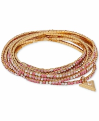 Набор эластичных браслетов GUESS со стразами 1159805555 (Розовый, One size)