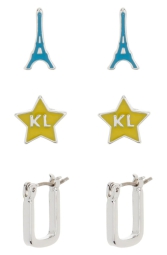 Набор стильных сережек Karl Lagerfeld 3 пары 1159807841 (Серебристый, One size)