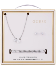 Набор украшений GUESS колье, серьги-гвоздики и два браслета 1159824498 (Серебристый One size)